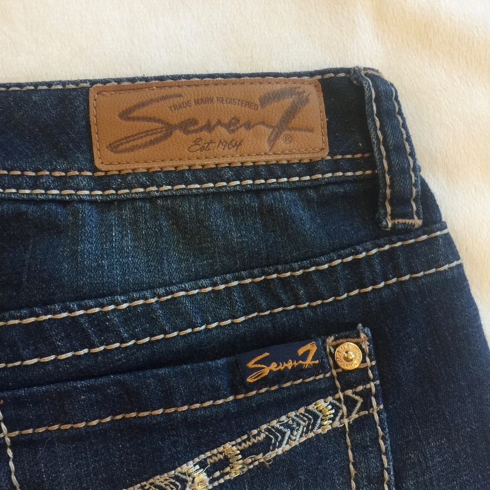 Seven 7 Jeans Denim Shorts Dark Wash Sz 6 - Picture 4 of 5